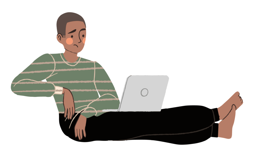 depressed teen on laptop