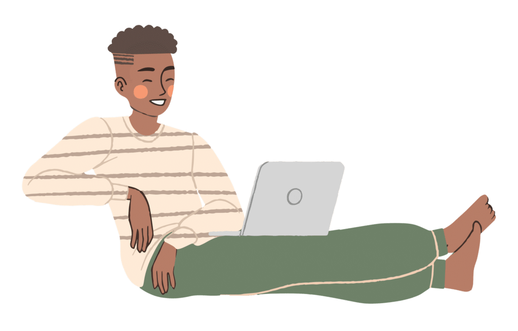 teen boy Watching laptop Screen illustration